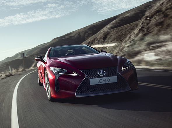 Lexus LC spindle grille headlights luxury coupe