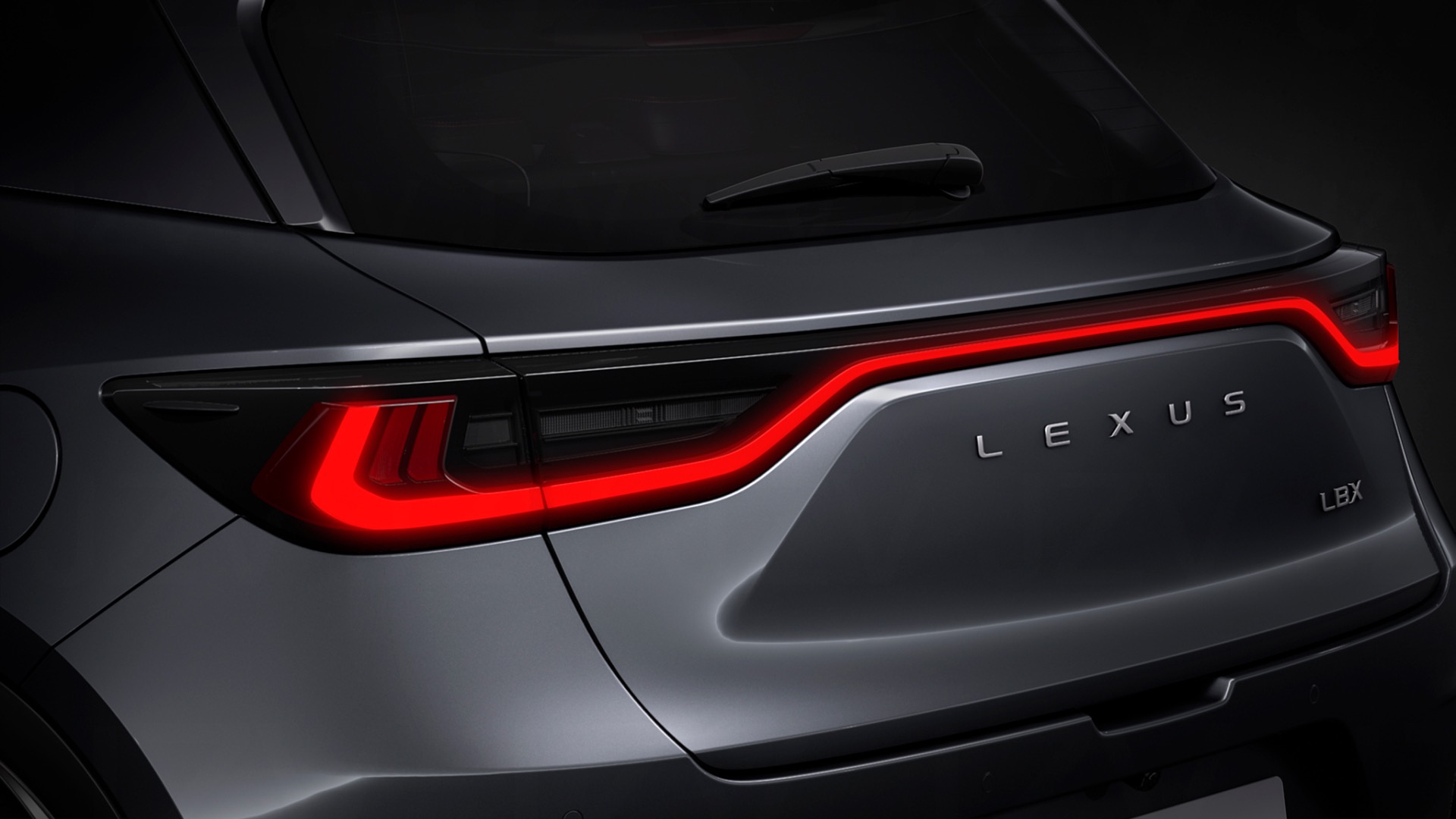 Rear view of the LBX prototype with its single LED light illuminated.