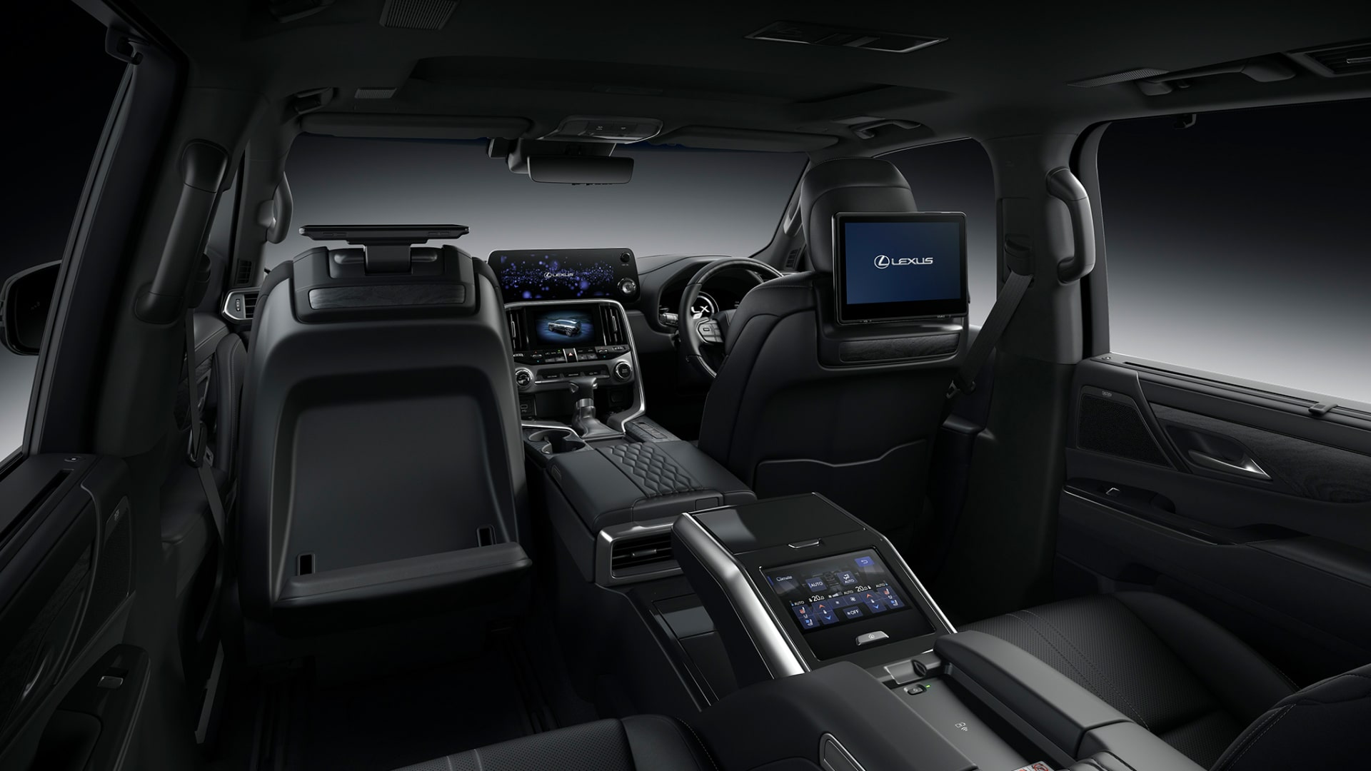 LX Ultra Luxury grade - view from the seat behind the passenger. Reclining position.