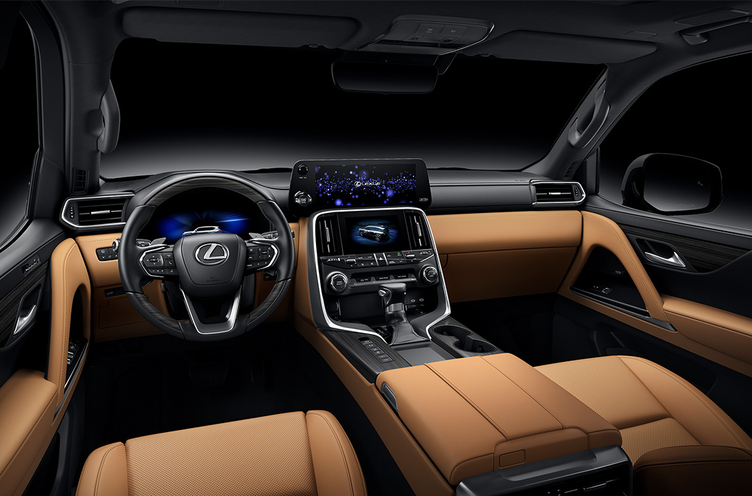 The interior cockpit of the Lexus LX