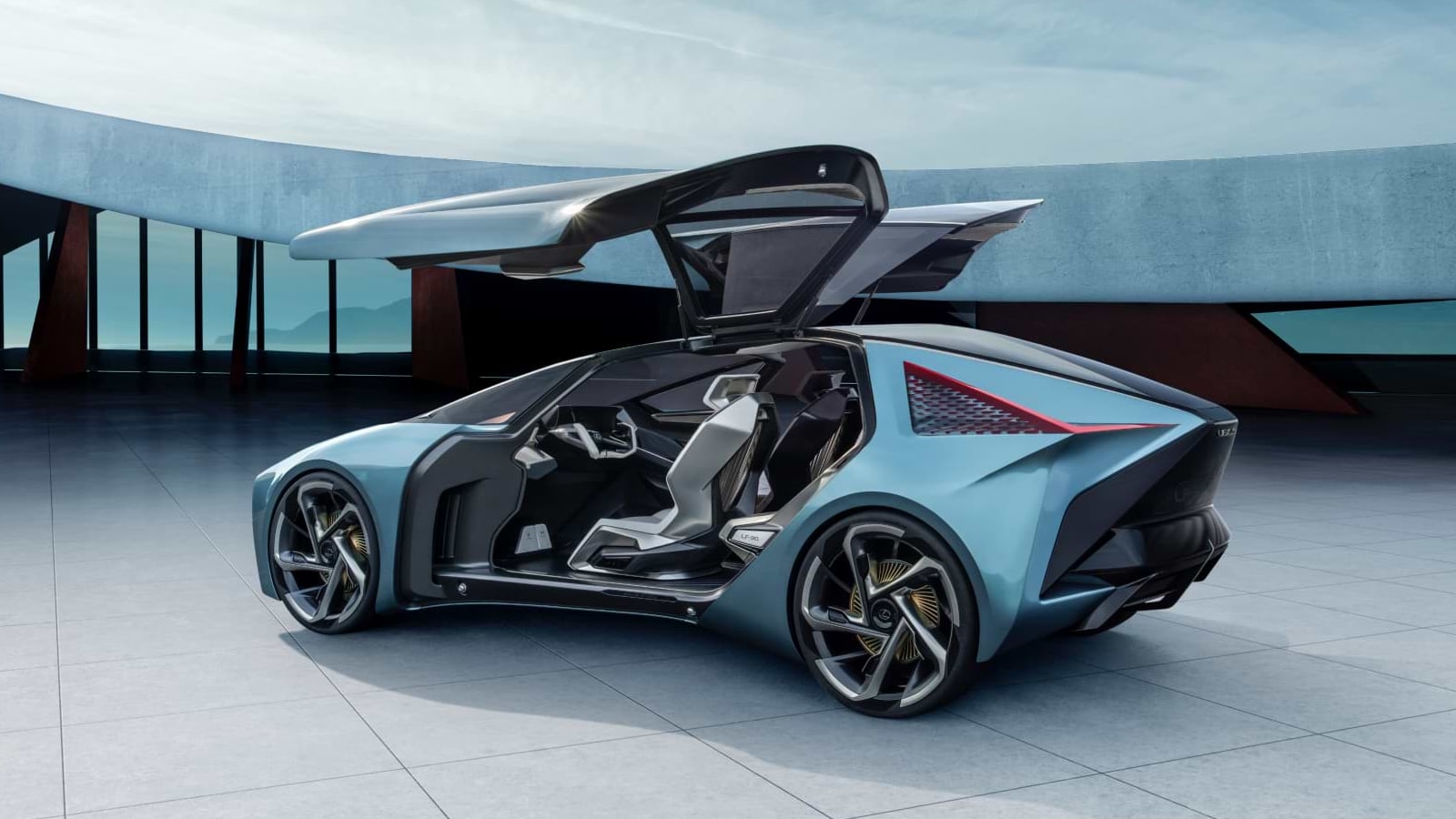 Three-quarter rear view of LF-30 Lexus electrification concept vehicle