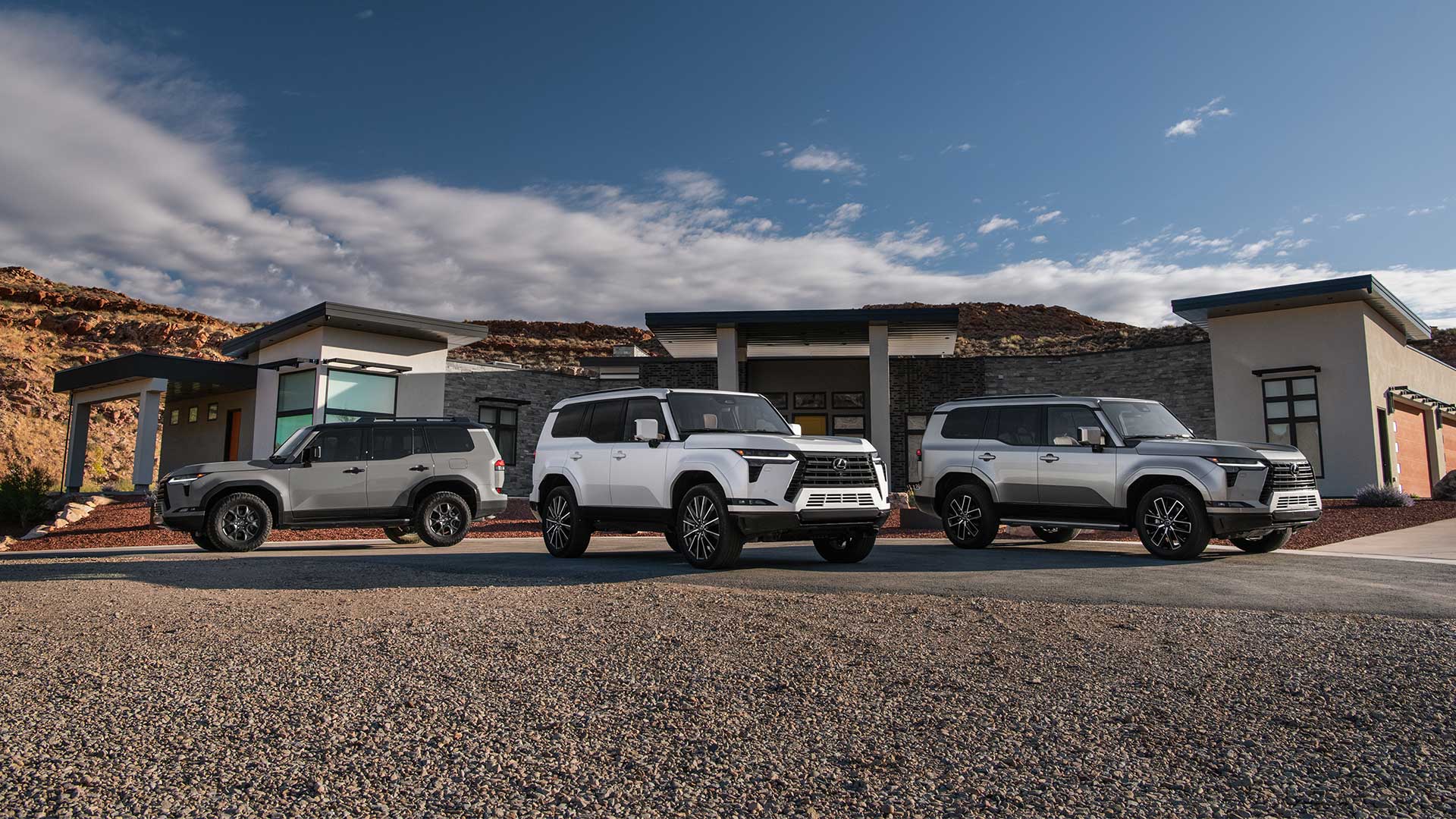 The Australian GX 550 range will comprise (L to R) Overtrail, Sports Luxury and Luxury.