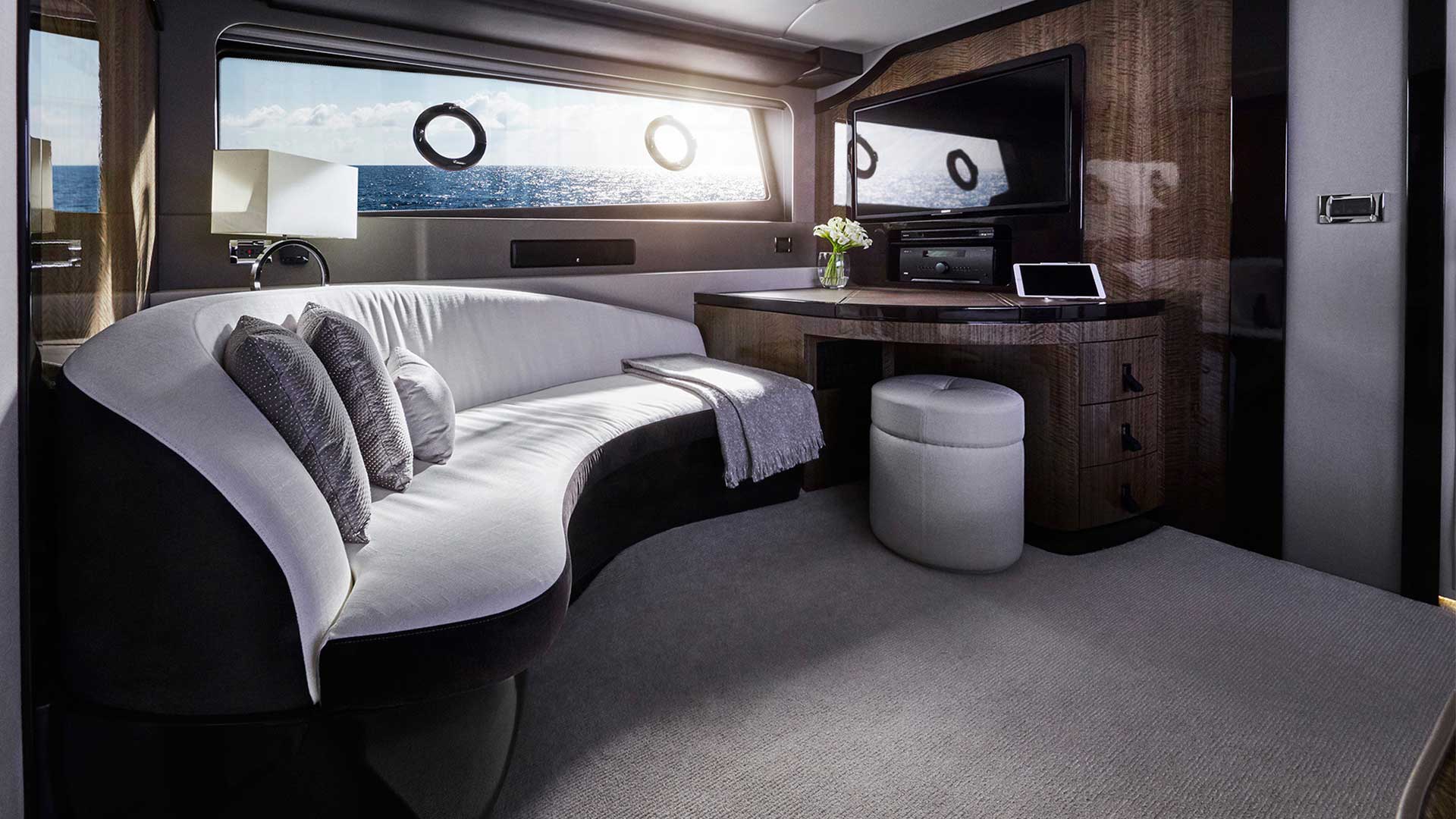 Luxury seating area in the LY 680 Lexus Luxury Yacht