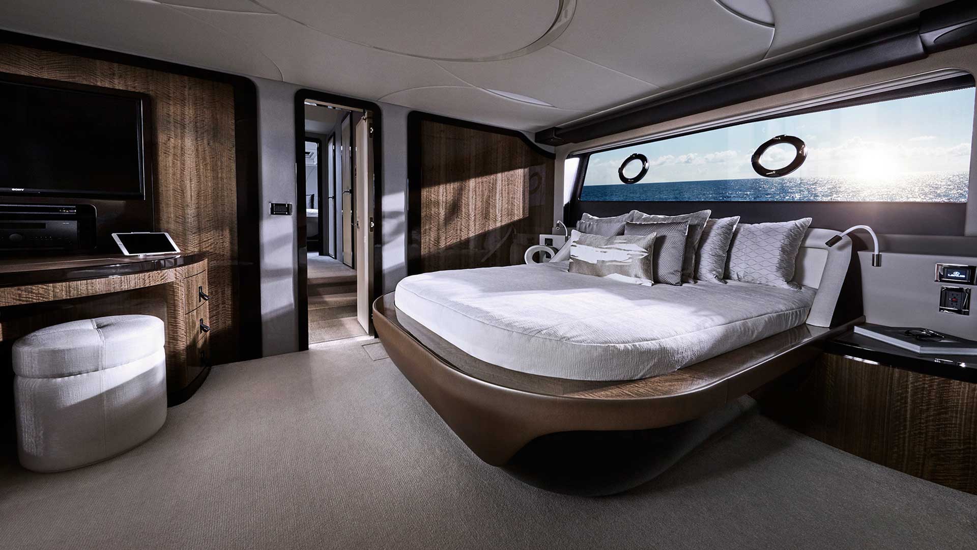 Luxurious bedroom in the LY 680 Lexus Luxury Yacht